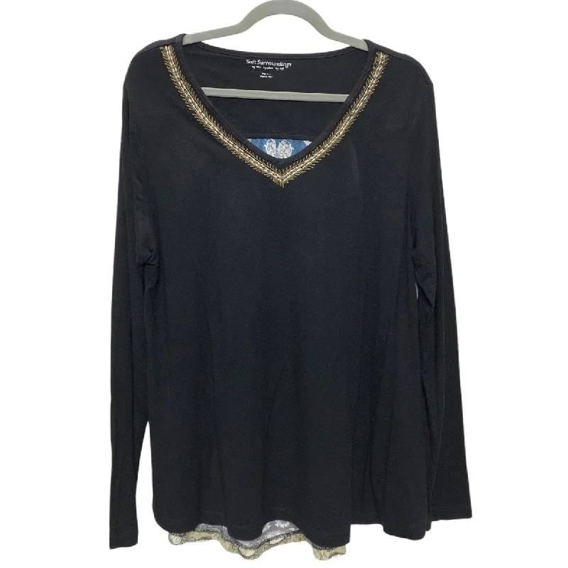 women's tops for fashion-forward individualsTop Long Sleeve By Soft Surroundings In Black & Blue, Size: M