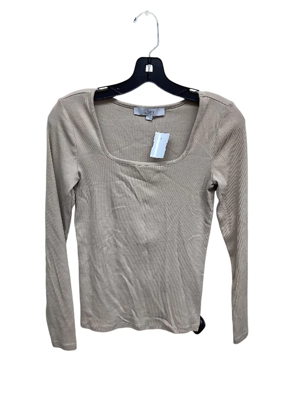 women's tops with beading accentsTop Long Sleeve By Loft In Tan, Size: S