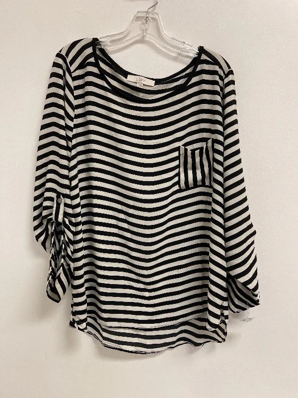 cropped women's topsTop Long Sleeve By Loft In Striped Pattern, Size: Xl