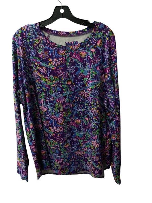 cropped women's topsTop Long Sleeve Designer By Lilly Pulitzer In Purple, Size: Xl