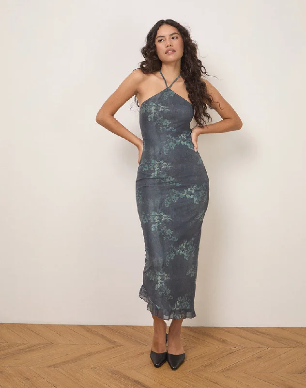 women's formal dressesRibka Midi Dress in Faded Botanical Green