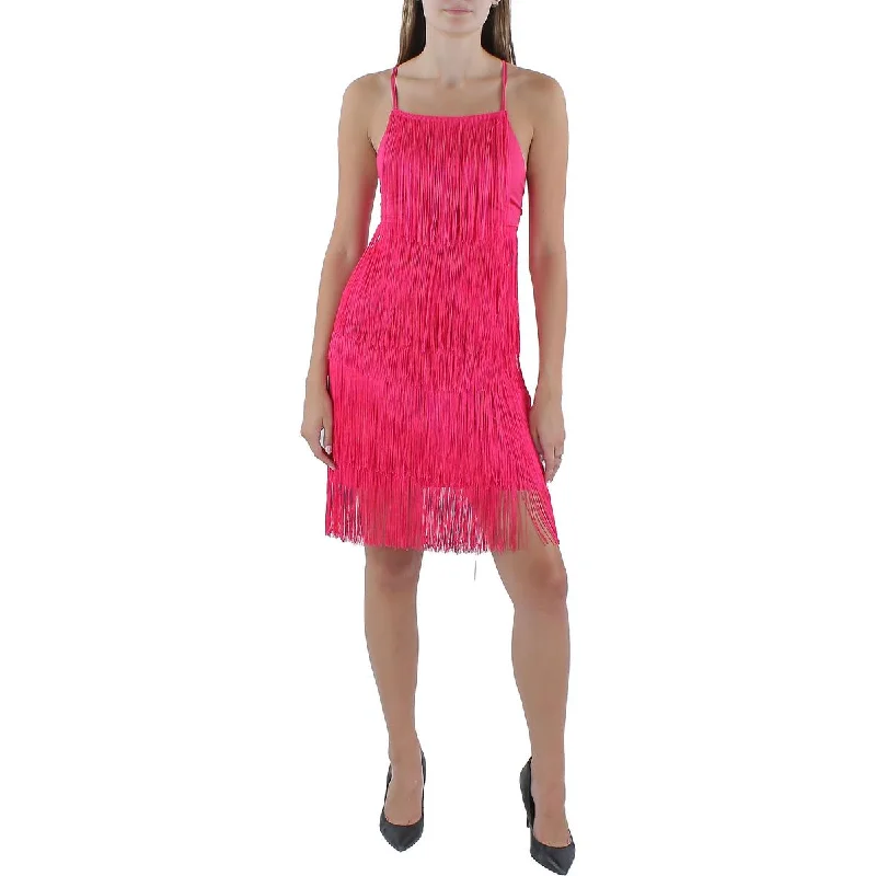 Fit-And-Flare DressBebe Womens   Fringe Mini Cocktail And Party Dress