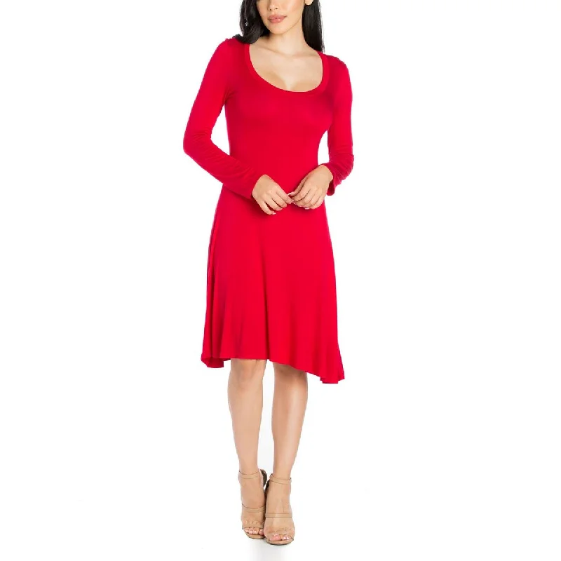 women's casual dresses24seven Comfort Apparel Womens Long Sleeves Mini Fit & Flare Dress