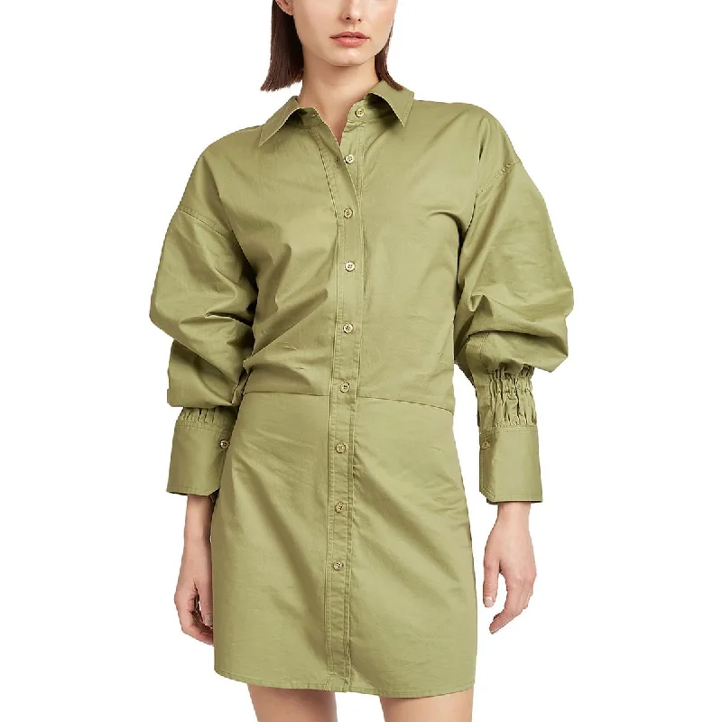 women's flowy dressesEn Saison Womens Collar Mini Shirtdress