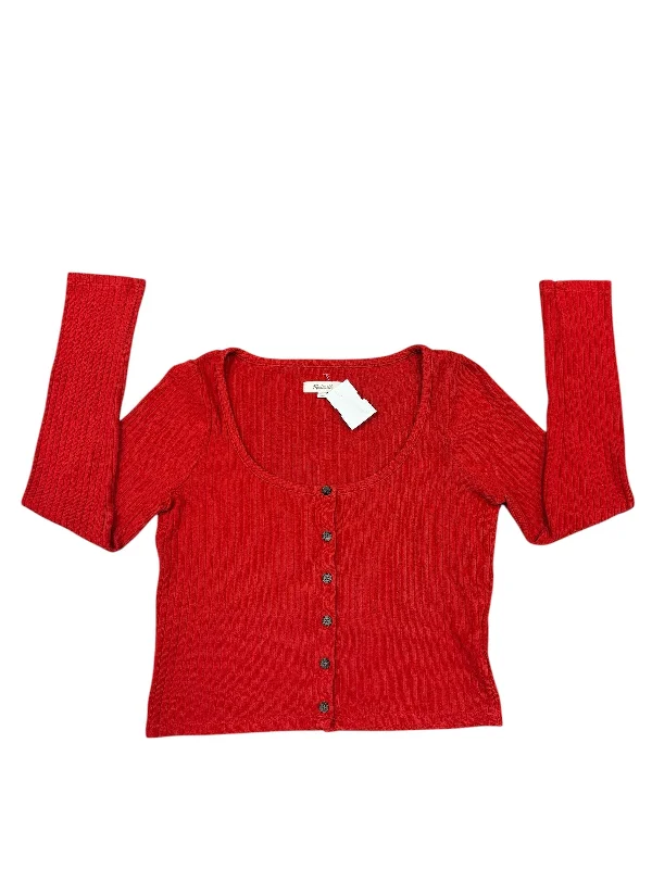 women's tops for those who seek both style and comfortTop Long Sleeve Basic By Madewell In Red, Size: M