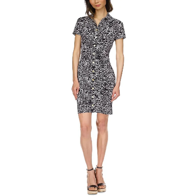 women's short-sleeved dressesMICHAEL Michael Kors Womens Animal Print Mini Shirtdress