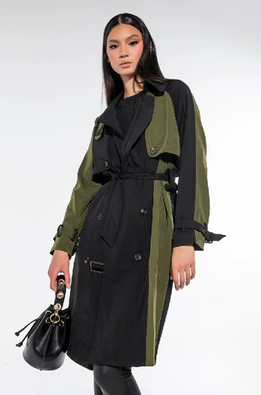 women's coats for layeringBLEEKER STREET TWO TONE TRENCH COAT