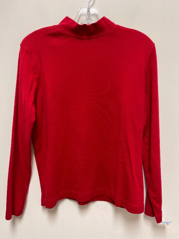 women's tops for relaxed weekendsTop Long Sleeve Basic By Kim Rogers In Red, Size: M