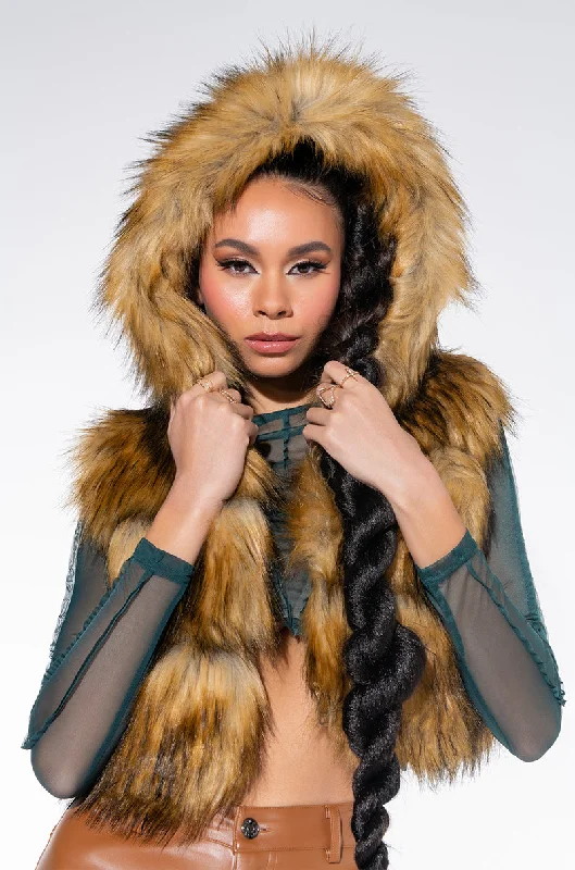 women's shearling coatsGRACELLE MINI FAUX FUR VEST