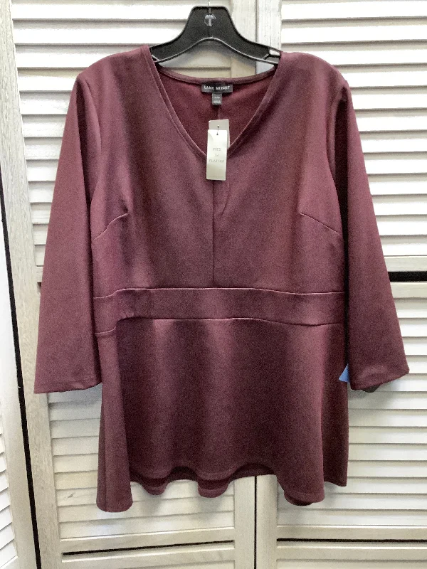 women's tops with flutter sleevesTop Long Sleeve By Lane Bryant In Maroon, Size: 14