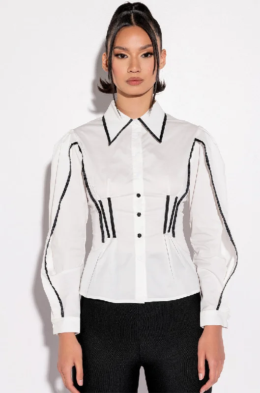 BARDOT CONTRAST TRIM BUTTON DOWN BLOUSE