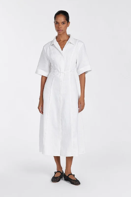 Velveteen DressASTRID WHITE LINEN MIDI DRESS