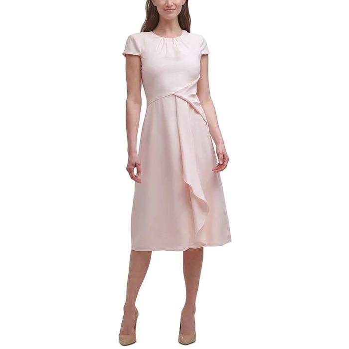 Laced DressVince Camuto Women's Satin Cap Sleeve Midi Dress Pink Size 6