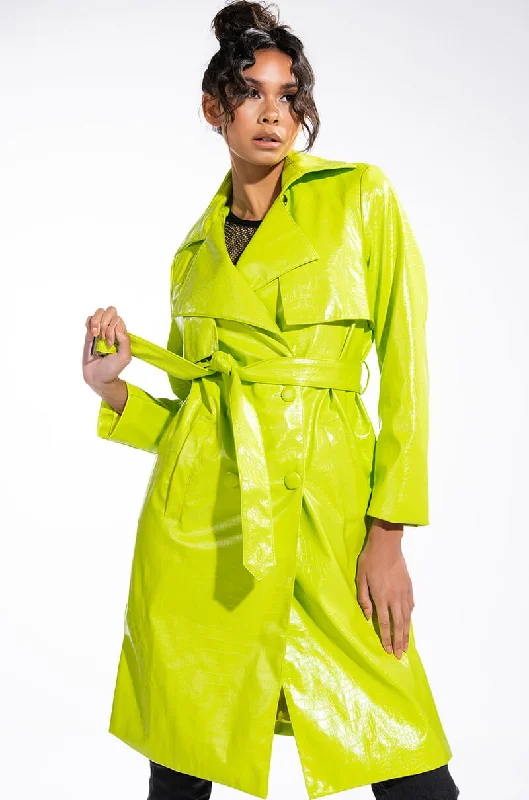 women's duffle coatsHEARTS ON FIRE NEON CROC TRENCH JACKET