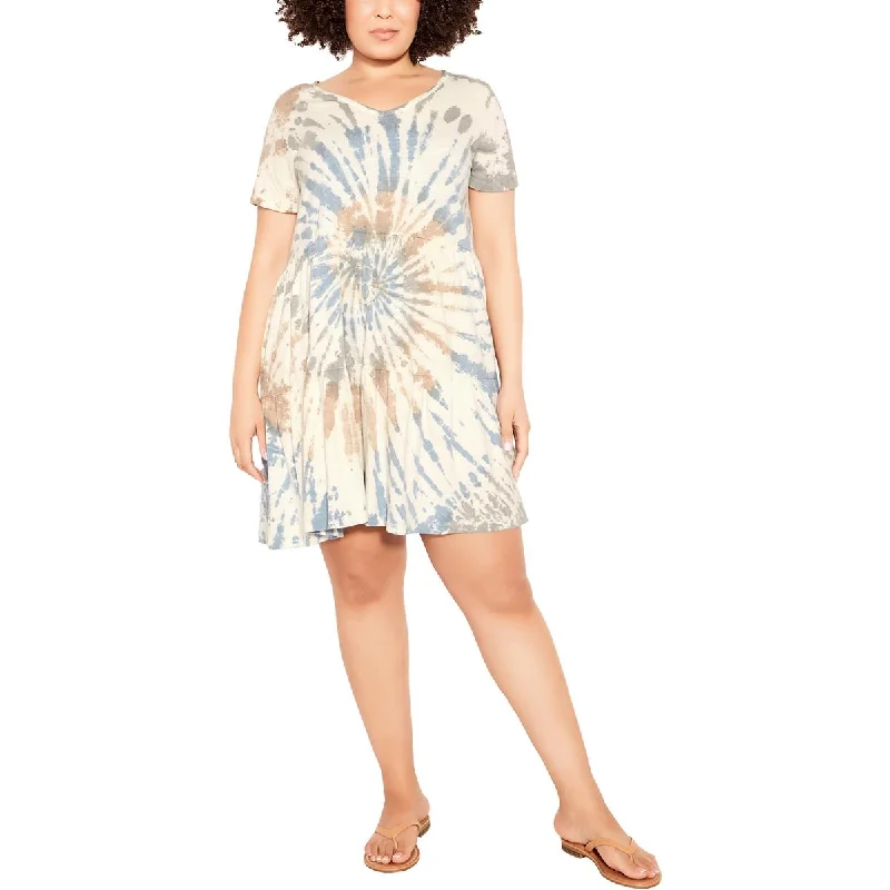 Laced DressZim & Zoe Womens Plus Tie-Dye Mini T-Shirt Dress