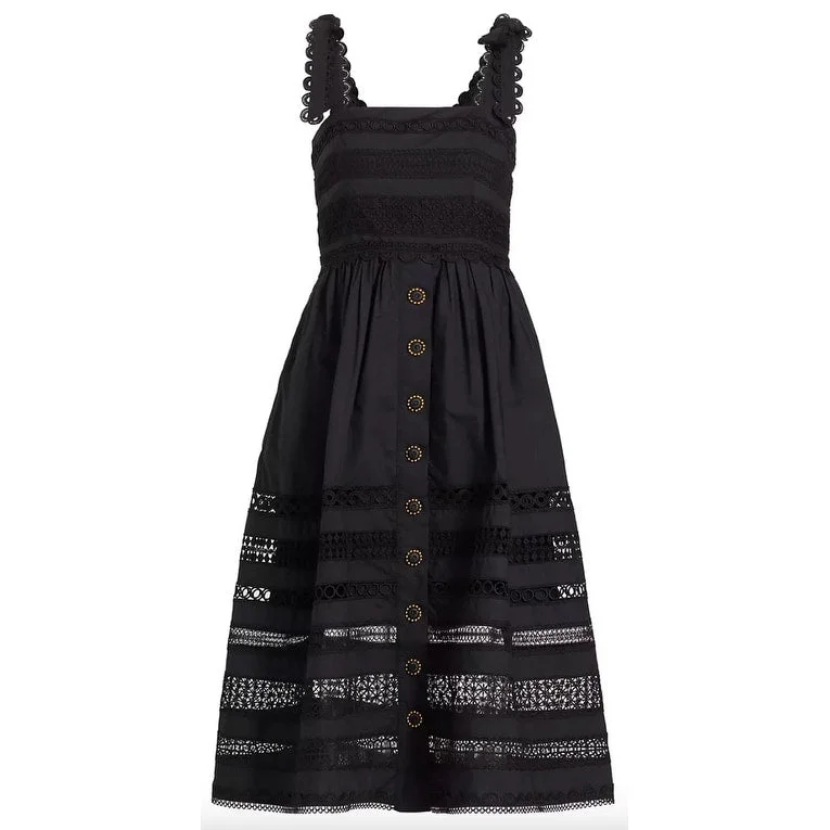 women's unique dressesCara Cara Women's Nidhi Embroidered Stripe Midi-Dress, Black