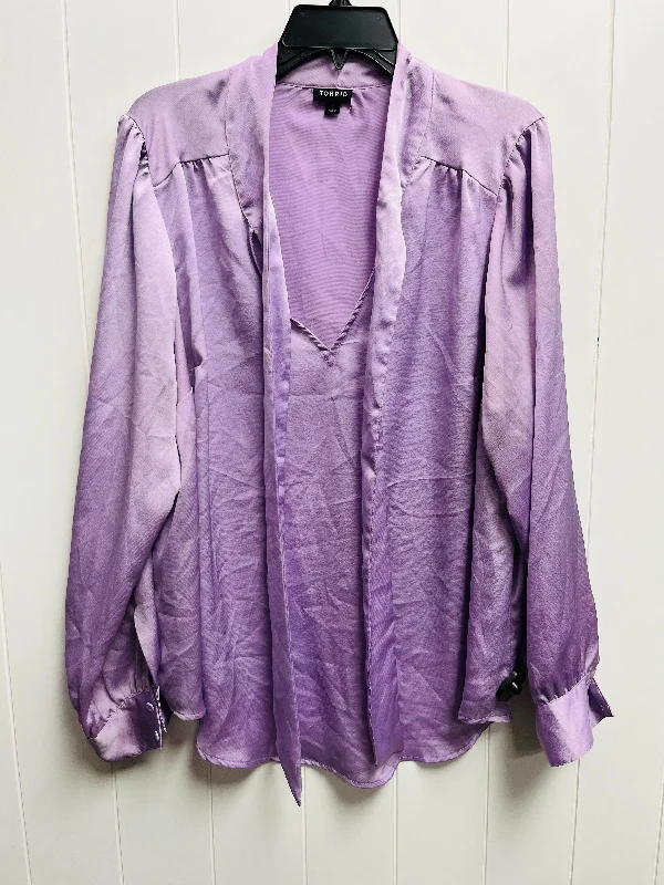 women's tops with embroidery detailsTop Long Sleeve By Torrid In Purple, Size: 1x