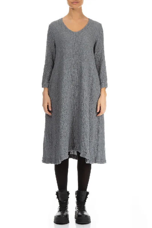 Beaded DressMidi Pepper Grey Wool Dress