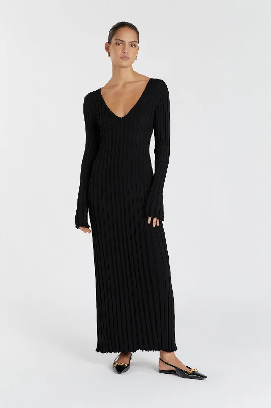 Formal DressREIGN BLACK SLEEVED KNIT MIDI DRESS