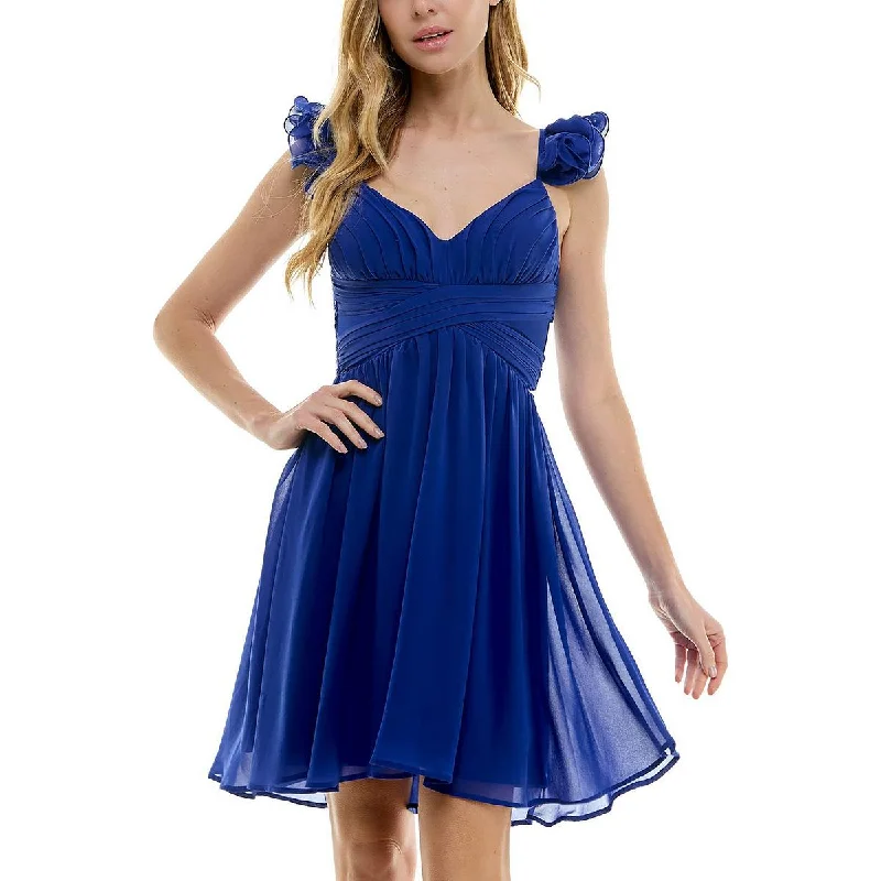 women's business casual dressesCity Studio Womens Juniors Ruffled Mini Cocktail And Party Dress