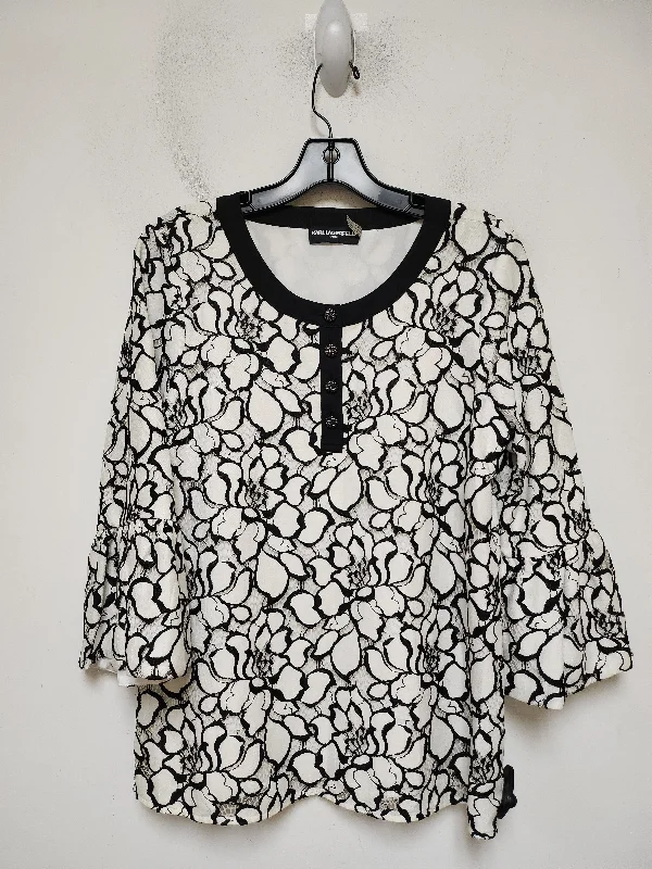 women's tops for those who want to stay on top of the latest fashion trends and wear pieces that are both stylish and on-trendTop Long Sleeve By Karl Lagerfeld In Black & White, Size: S