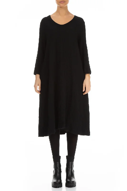 women's neon dressesMidi Black Wool Dress