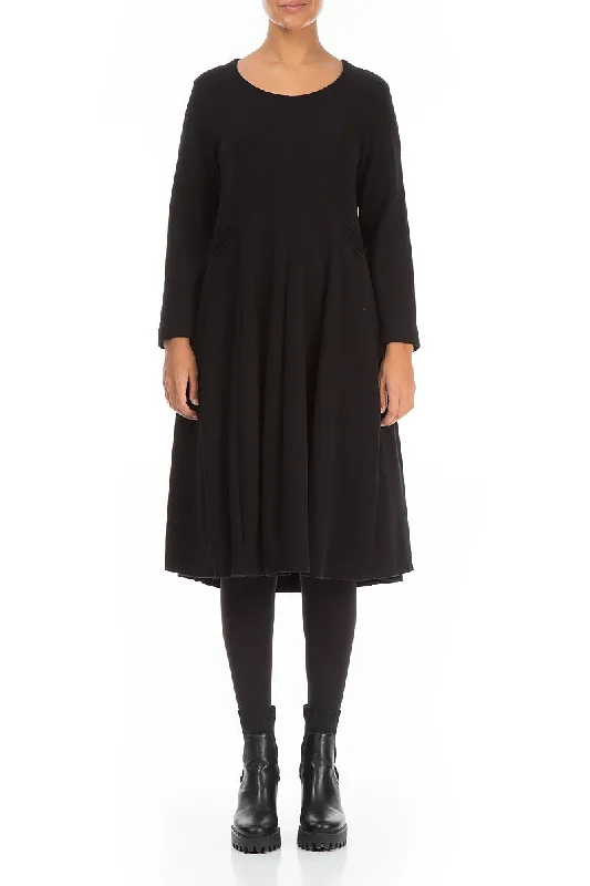 women's shift dressesMidi Black Cotton Jersey Dress