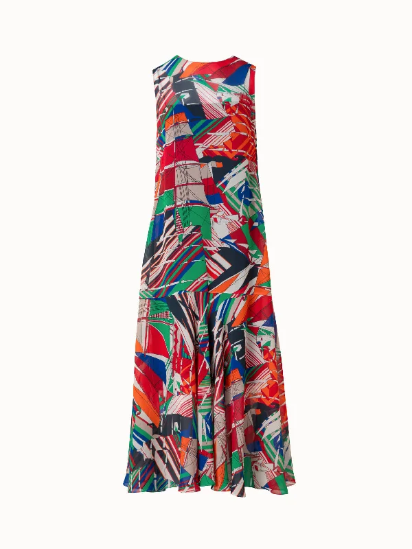 women's cinched-waist dressesA-Line Midi Dress with Sea Clipper Print