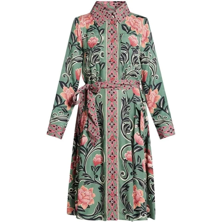 women's shift dressesFarm Rio Womens Midi Dress Arabesque Floral Green