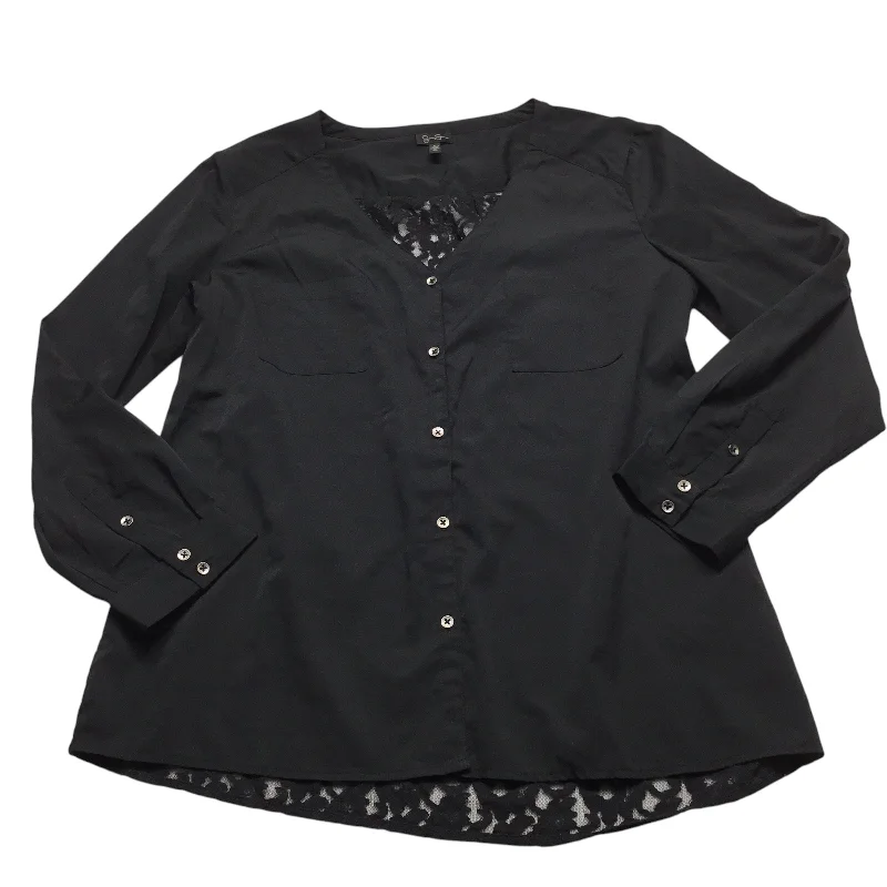 women's tops for cozy nights inTop Long Sleeve By Jessica Simpson In Black, Size: L