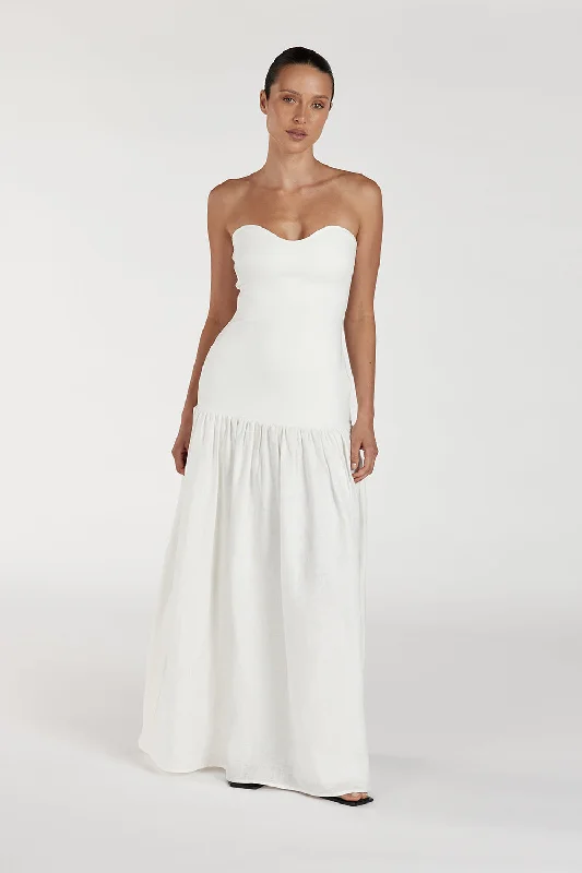 Sequined DressELLISON WHITE STRAPLESS MIDI DRESS