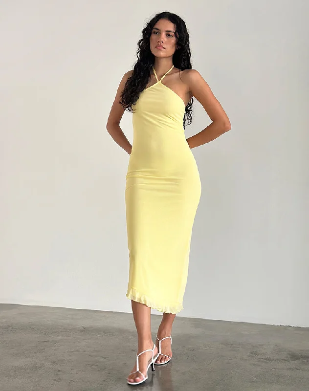 Floor-Length DressRibka Midi Dress in Mesh Lemon