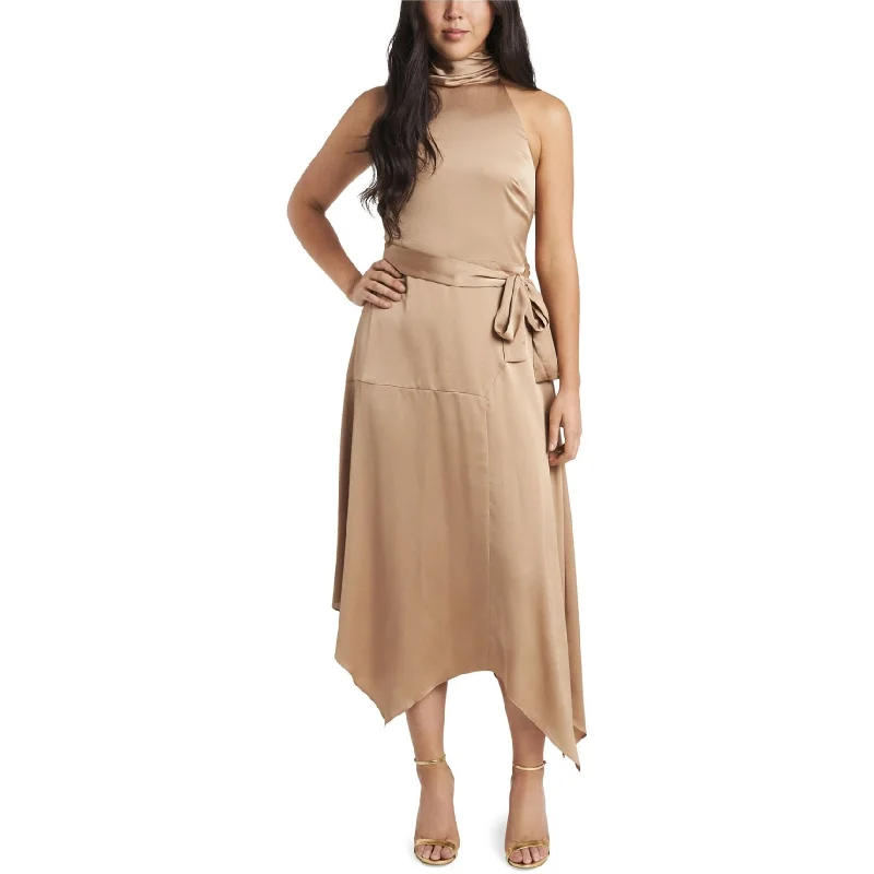 women's limited-edition dressesVince Camuto Womens Halter Neck Belted Midi Dress, Beige, 10