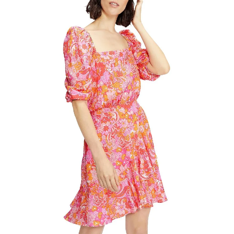 women's handmade dressesTed Baker Womens Mini Puff Sleeve Fit & Flare Dress