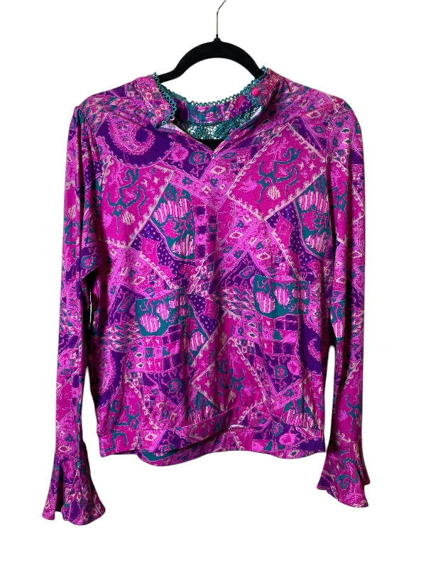 cropped women's topsTop Long Sleeve By Tiny In Pink & Purple, Size: S