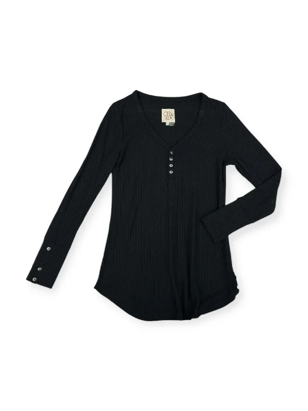 women's tops for minimalist aestheticsTop Long Sleeve By Chaser In Black, Size: M