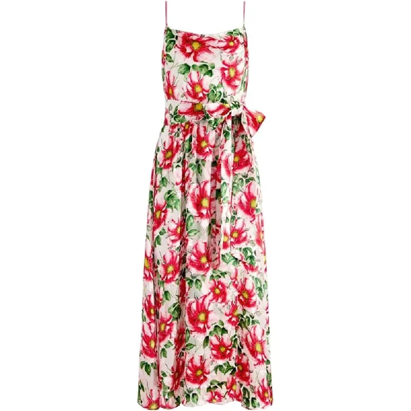 women's designer dressesalice olivia Samantha Cowl-Neck Midi Dress Floral Print