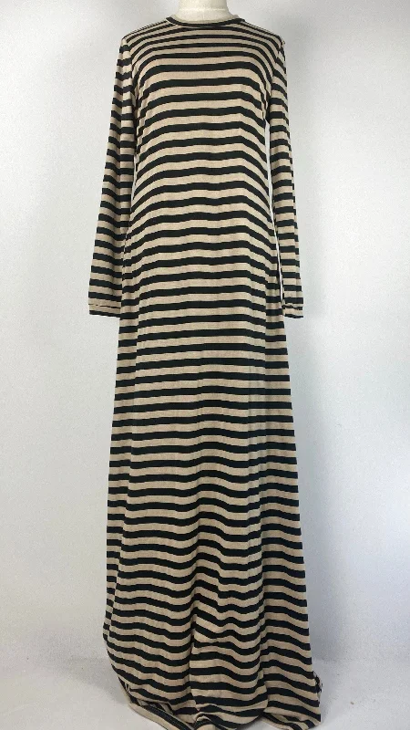 women's wrap dressesLong Sleeve Striped Maxi Dress, Beige