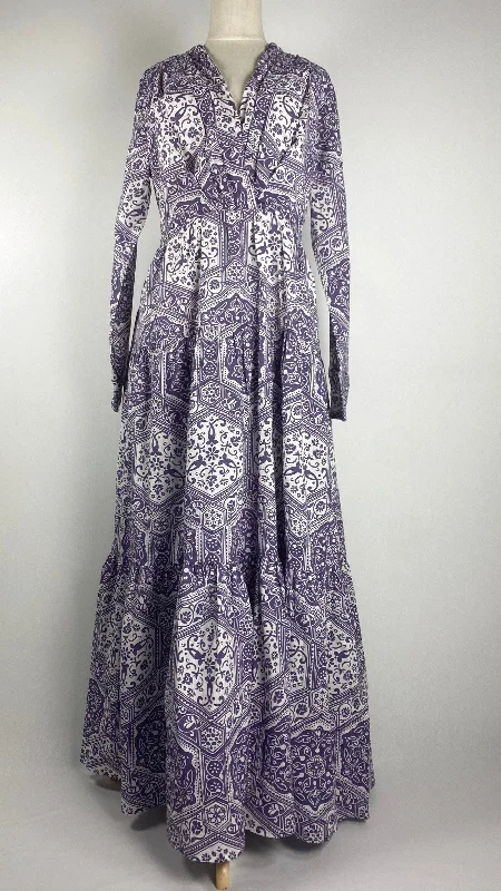 women's lace-up dressesLong Sleeve Paisley Maxi Dress, Purple