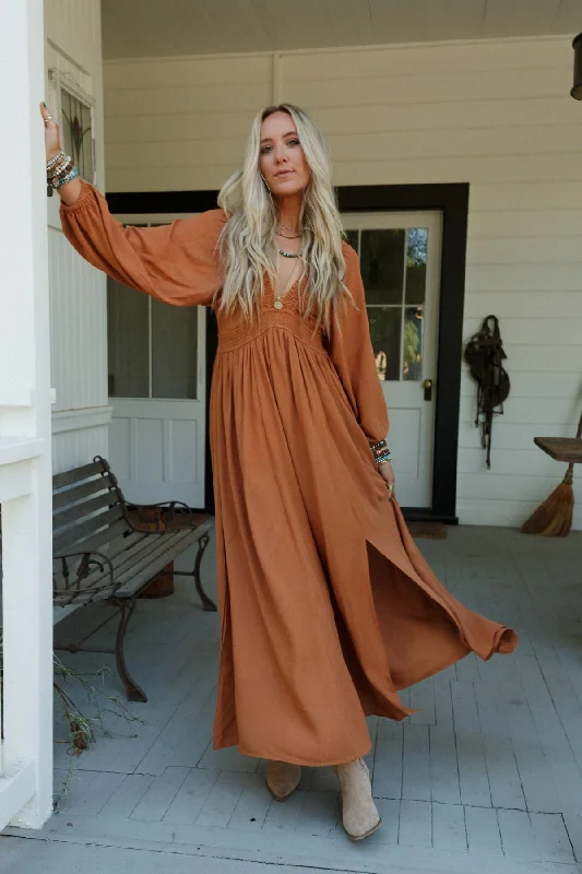 women's metallic dressesWila Maxi Dress - Camel