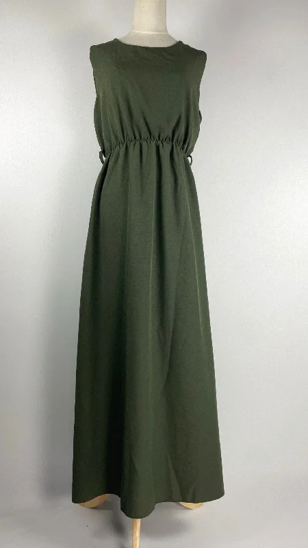 Casual DressSleeveless Fully Lined Cinched Waist Maxi Dress, Green