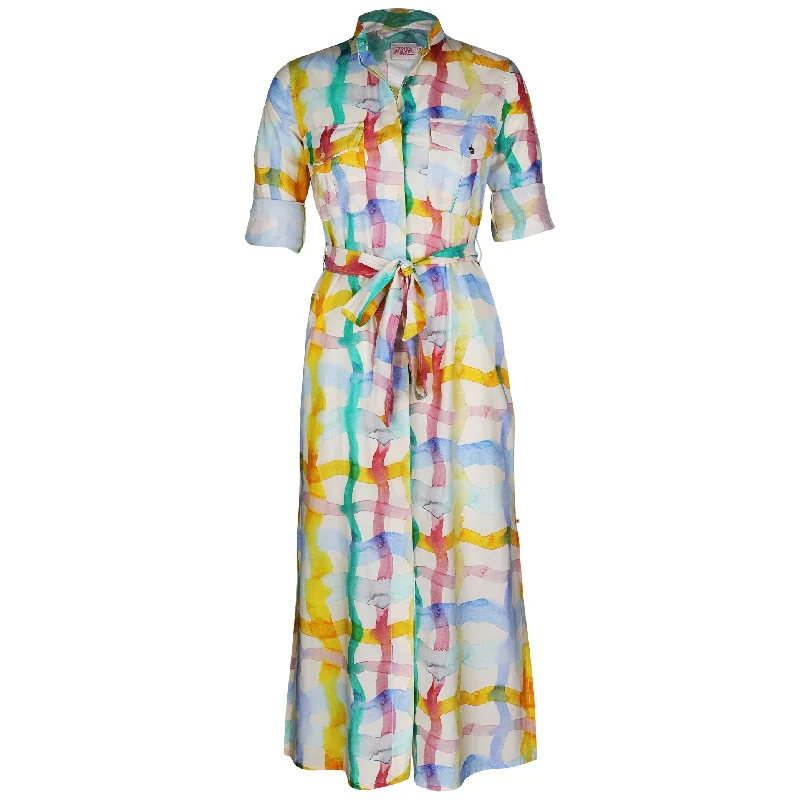 Ribbon DressNellie Safari Maxi Dress Watercolour Check