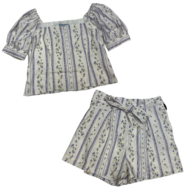 women's plus-size shortsPurple & White Shorts Set Antonio Melani, Size L