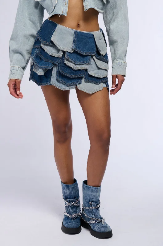 BE WITH ME PANEL DENIM MINI SKIRT