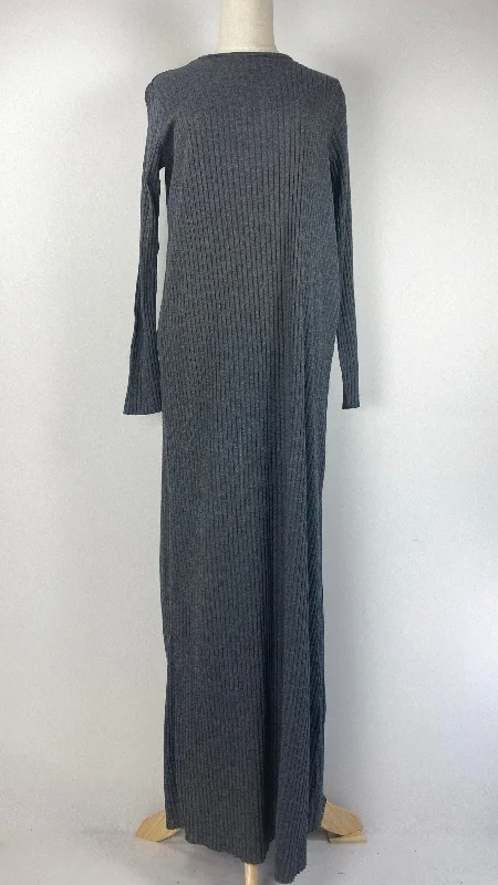 women's petite dressesLong Sleeve Ribbed Maxi Dress, Gray