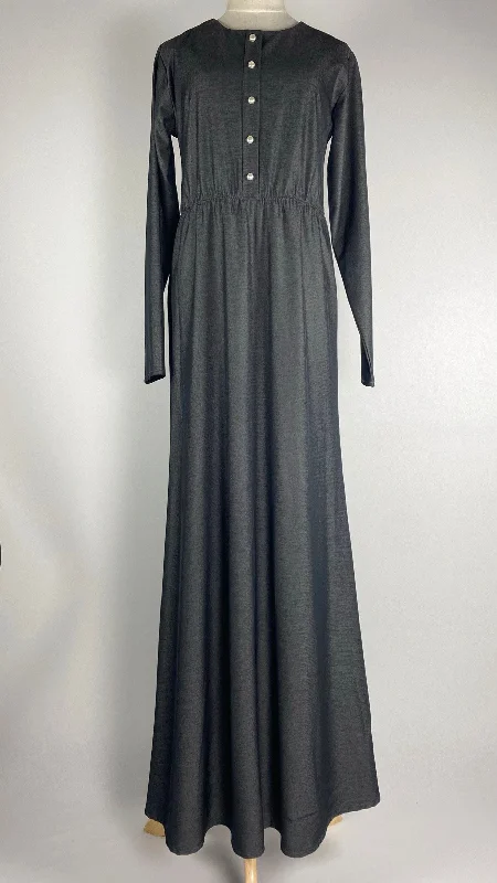 women's unique dressesLong Sleeve Cinched Waist Maxi Dress, Gray