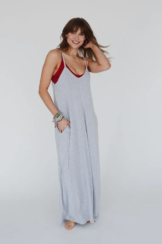 Maternity DressPerfection Pocket Maxi Dress - Heather Gray