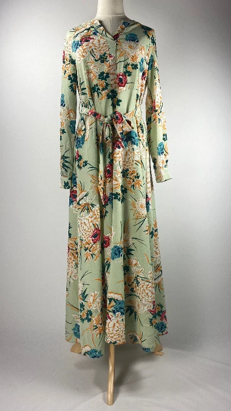 women's sleeveless dressesLong Sleeve Flowery Print Maxi Dress, Green