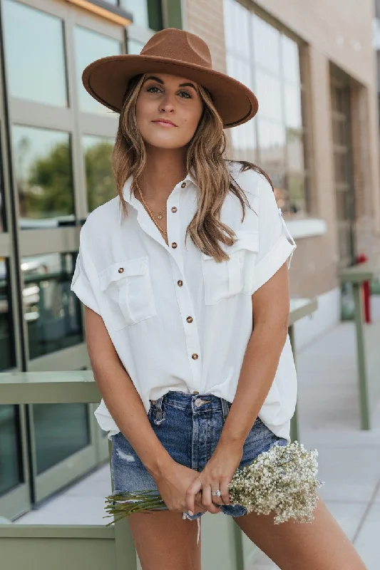 women's tops for those who want to add a personal touch to their wardrobe with unique and one-of-a-kind piecesKeep It Simple White Button Down Shirt