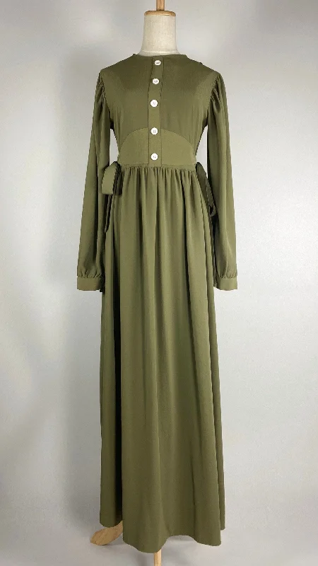 women's designer dressesLong Sleeve Maxi Dress with Belted Waist, Green